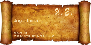 Unyi Emma névjegykártya